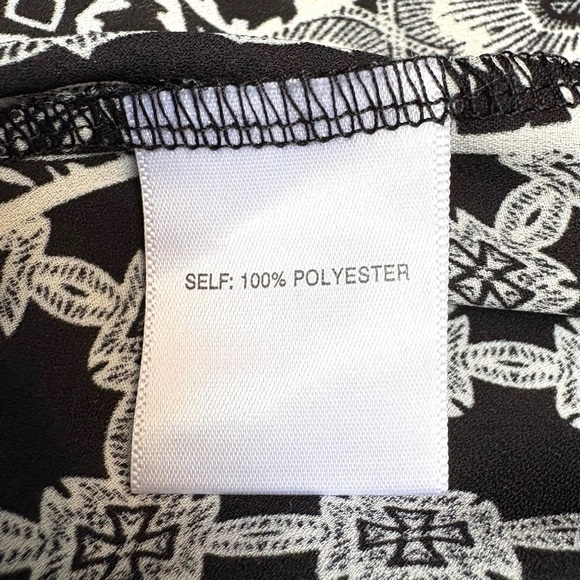 ROSE + OLIVE Black White Print Wide Leg Pants Size XL Elastic Waist Soft BOHO - Picture 6 of 7